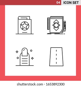 4 Icon Pack Line Style Outline Symbols on White Background. Simple Signs for general designing.