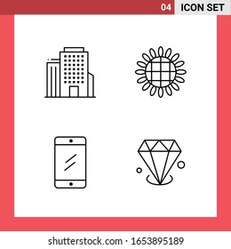 4 Icon Pack Line Style Outline Symbols on White Background. Simple Signs for general designing.