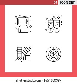 4 Icon Pack Line Style Outline Symbols on White Background. Simple Signs for general designing.