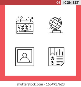 4 Icon Pack Line Style Outline Symbols on White Background. Simple Signs for general designing.