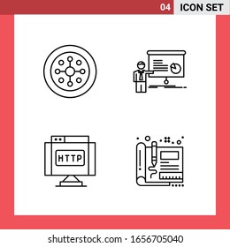 4 Icon Pack Line Style Outline Symbols on White Background. Simple Signs for general designing.