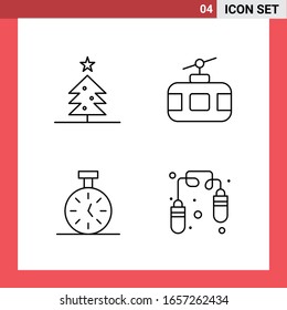 4 Icon Pack Line Style Outline Symbols on White Background. Simple Signs for general designing.
