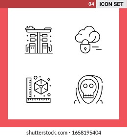 4 Icon Pack Line Style Outline Symbols on White Background. Simple Signs for general designing.