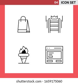 4 Icon Pack Line Style Outline Symbols on White Background. Simple Signs for general designing.