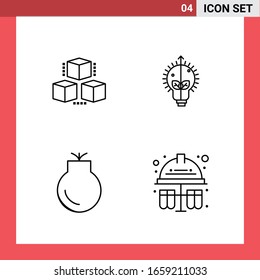4 Icon Pack Line Style Outline Symbols on White Background. Simple Signs for general designing.