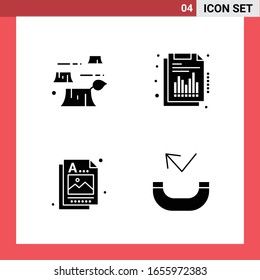 4 Icon Pack Solid Style Glyph Symbols on White Background. Simple Signs for general designing.