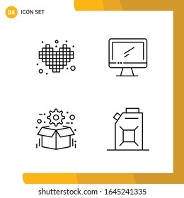 4 Icon Set. Line Style Icon Pack. Outline Symbols isolated on White Backgound for Responsive Website Designing.