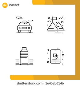  4 Conjunto de iconos. Paquete de iconos de estilo de línea. Símbolos de esquema aislados en el fondo blanco para diseño de sitio web responsable.