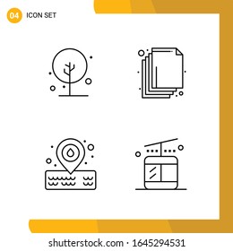 4 Icon Set. Line Style Icon Pack. Outline Symbols isolated on White Backgound for Responsive Website Designing.