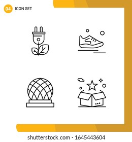  4 Conjunto de iconos. Paquete de iconos de estilo de línea. Símbolos de esquema aislados en el fondo blanco para diseño de sitio web responsable.
