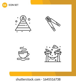 4 Icon Set. Line Style Icon Pack. Outline Symbols isolated on White Backgound for Responsive Website Designing.