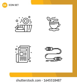 4 Icon Set. Line Style Icon Pack. Outline Symbols isolated on White Backgound for Responsive Website Designing.