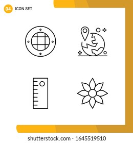 4 Icon Set. Line Style Icon Pack. Outline Symbols isolated on White Backgound for Responsive Website Designing.