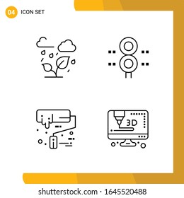  4 Conjunto de iconos. Paquete de iconos de estilo de línea. Símbolos de esquema aislados en el fondo blanco para diseño de sitio web responsable.
