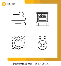 4 Icon Set. Line Style Icon Pack. Outline Symbols isolated on White Backgound for Responsive Website Designing.