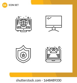  4 Symbolsatz. Line Style Icon Pack. Umrisssymbole einzeln auf weißem Hintergrund für reaktives Website-Design.
