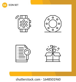  4 Conjunto de iconos. Paquete de iconos de estilo de línea. Símbolos de esquema aislados en el fondo blanco para diseño de sitio web responsable.