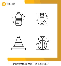  4 Conjunto de iconos. Paquete de iconos de estilo de línea. Símbolos de esquema aislados en el fondo blanco para diseño de sitio web responsable.