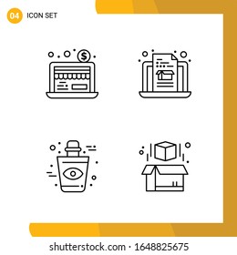 4 Icon Set. Line Style Icon Pack. Outline Symbols isolated on White Backgound for Responsive Website Designing.