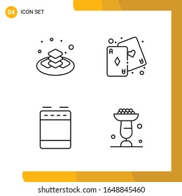 4 Icon Set. Line Style Icon Pack. Outline Symbols isolated on White Backgound for Responsive Website Designing.
