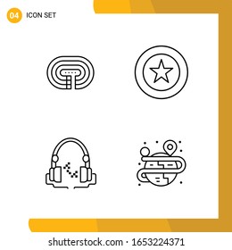 4 Icon Set. Line Style Icon Pack. Outline Symbols isolated on White Backgound for Responsive Website Designing.