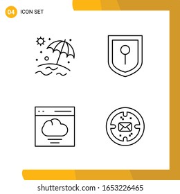 4 Conjunto de iconos. Paquete de iconos de estilo de línea. Símbolos de esquema aislados en el fondo blanco para diseño de sitio web responsable.
