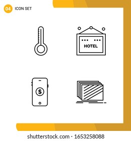 4 Conjunto de iconos. Paquete de iconos de estilo de línea. Símbolos de esquema aislados en el fondo blanco para diseño de sitio web responsable.