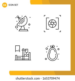 4 Icon Set. Line Style Icon Pack. Outline Symbols isolated on White Backgound for Responsive Website Designing.