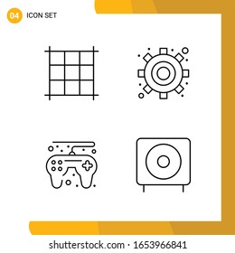 4 Conjunto de iconos. Paquete de iconos de estilo de línea. Símbolos de esquema aislados en el fondo blanco para diseño de sitio web responsable.
