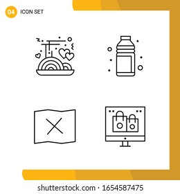 4 Conjunto de iconos. Paquete de iconos de estilo de línea. Símbolos de esquema aislados en el fondo blanco para diseño de sitio web responsable.