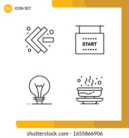 4 Conjunto de iconos. Paquete de iconos de estilo de línea. Símbolos de esquema aislados en el fondo blanco para diseño de sitio web responsable.