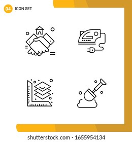 4 Icon Set. Line Style Icon Pack. Outline Symbols isolated on White Backgound for Responsive Website Designing.