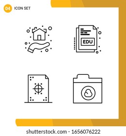 4 Conjunto de iconos. Paquete de iconos de estilo de línea. Símbolos de esquema aislados en fondo blanco para diseño de sitio web responsable.