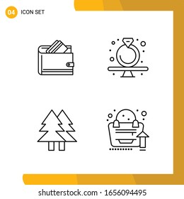 4 Icon Set. Line Style Icon Pack. Outline Symbols isolated on White Background for Responsive Website Designing.