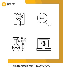 4 Icon Set. Line Style Icon Pack. Outline Symbols isolated on White Backgound for Responsive Website Designing.