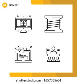 4 Conjunto de iconos. Paquete de iconos de estilo de línea. Símbolos de esquema aislados en el fondo blanco para diseño de sitio web responsable.