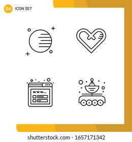 4 Conjunto de iconos. Paquete de iconos de estilo de línea. Símbolos de esquema aislados en el fondo blanco para diseño de sitio web responsable.