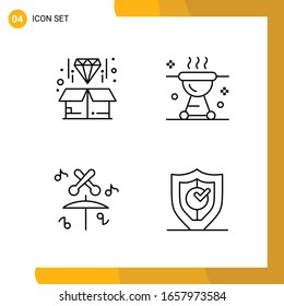 4 Symbolsatz. Line Style Icon Pack. Umrisssymbole einzeln auf weißem Hintergrund für reaktives Website-Design.