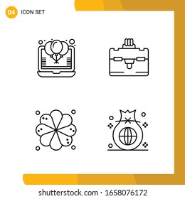 4 Conjunto de iconos. Paquete de iconos de estilo de línea. Símbolos de esquema aislados en el fondo blanco para diseño de sitio web responsable.