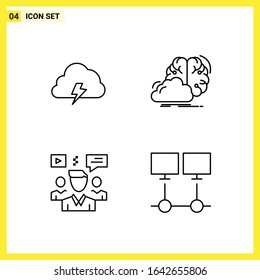 4 Icon Set. Simple Line Symbols. Outline Sign on White Background for Website Design Mobile Applications and Print Media.