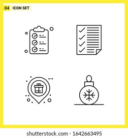 4 Icon Set. Simple Line Symbols. Outline Sign on White Background for Website Design Mobile Applications and Print Media.