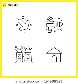 4 Icon Set. Simple Line Symbols. Outline Sign on White Background for Website Design Mobile Applications and Print Media.