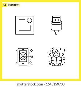 4 Icon Set. Simple Line Symbols. Outline Sign on White Background for Website Design Mobile Applications and Print Media.