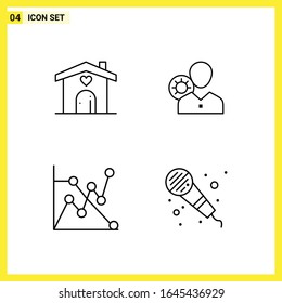 4 Icon Set. Simple Line Symbols. Outline Sign on White Background for Website Design Mobile Applications and Print Media.