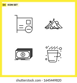 4 Icon Set. Simple Line Symbols. Outline Sign on White Background for Website Design Mobile Applications and Print Media.
