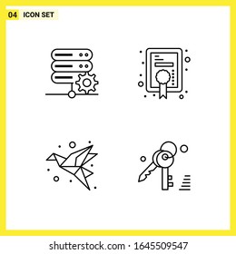 4 Icon Set. Simple Line Symbols. Outline Sign on White Background for Website Design Mobile Applications and Print Media.