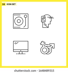 4 Icon Set. Simple Line Symbols. Outline Sign on White Background for Website Design Mobile Applications and Print Media.