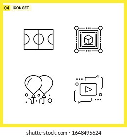 4 Icon Set. Simple Line Symbols. Outline Sign on White Background for Website Design Mobile Applications and Print Media.