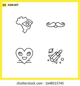 4 Icon Set. Simple Line Symbols. Outline Sign on White Background for Website Design Mobile Applications and Print Media.