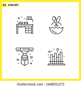 4 Icon Set. Simple Line Symbols. Outline Sign on White Background for Website Design Mobile Applications and Print Media.